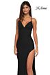 La Femme 33080 Cutaway Slit V-Neck Lace-Up Dress