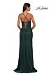 La Femme 33103 Surplice Bodice High Slit Lace-Up Dress