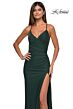 La Femme 33103 Surplice Bodice High Slit Lace-Up Dress