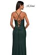 La Femme 33103 Surplice Bodice High Slit Lace-Up Dress