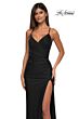La Femme 33103 Surplice Bodice High Slit Lace-Up Dress