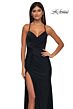 La Femme 33115 Lace-Up Back High Slit Ruched Dress