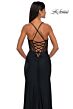 La Femme 33115 Lace-Up Back High Slit Ruched Dress