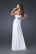 La Femme 16026 White Silver Empire Waist High Slit Dress
