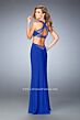 La Femme 22240 Sapphire Blue Plunging Neckline Fitted Dress