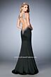 La Femme 22365 Black Cutout Back Plunging Neck Dress