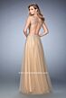 La Femme 22613 Gold Plunging Neckline A-Line Dress