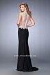 La Femme 22648 Slit Skirt High Neckline Fitted Dress