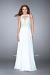 La Femme 23704 Cutout Back Jewel Neckline A-Line Dress