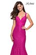 La Femme 27623 Hot Pink Sweetheart Neckline Lace Dress