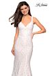 La Femme 27623 Hot Pink Sweetheart Neckline Lace Dress