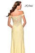 La Femme 28301 Pale Yellow High Slit Off The Shoulder Dress