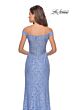 La Femme 28301 Pale Yellow High Slit Off The Shoulder Dress