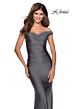 La Femme 28450 Dark Berry Off The Shoulder Dress