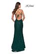 La Femme 28534 Dark Berry Spaghetti Strap Lace-Up Dress