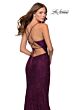 La Femme 28534 Dark Berry Spaghetti Strap Lace-Up Dress