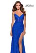 La Femme 28576 Royal Blue Spaghetti Strap Slim Dress