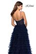 La Femme 28788 Ruffle Tulle Skirt Spaghetti Strap Dress