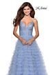 La Femme 28788 Ruffle Tulle Skirt Spaghetti Strap Dress