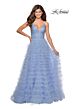 La Femme 28788 Ruffle Tulle Skirt Spaghetti Strap Dress