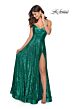 La Femme 28909 Royal Blue Spaghetti Strap Sequin Dress