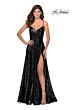 La Femme 28909 Royal Blue Spaghetti Strap Sequin Dress