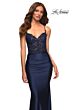 La Femme 30521 Black Lace Bodice Sweetheart Neckline Dress