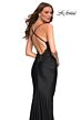 La Femme 30521 Black Lace Bodice Sweetheart Neckline Dress