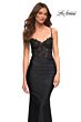 La Femme 30521 Black Lace Bodice Sweetheart Neckline Dress