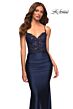 La Femme 30521 Black Lace Bodice Sweetheart Neckline Dress