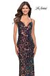 La Femme 31206 Black Spaghetti Strap Lace-Up Dress