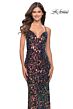 La Femme 31206 Black Spaghetti Strap Lace-Up Dress