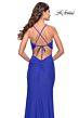 La Femme 31516 Royal Blue High Slit Spaghetti Strap Dress
