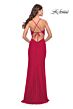 La Femme 31516 Royal Blue High Slit Spaghetti Strap Dress