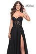 La Femme 31525 Black Sweetheart Neckline High Slit Dress