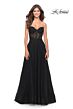 La Femme 31525 Black Sweetheart Neckline High Slit Dress