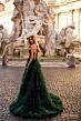 La Femme 32071 Dark Emerald High Slit Lace-Up Dress