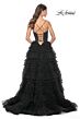 La Femme 32071 Dark Emerald High Slit Lace-Up Dress