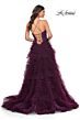 La Femme 32071 Dark Emerald High Slit Lace-Up Dress