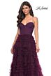 La Femme 32071 Dark Emerald High Slit Lace-Up Dress