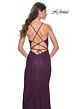 La Femme 32308 Dark Berry High Slit Spaghetti Strap Dress