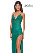 La Femme 32308 Dark Berry High Slit Spaghetti Strap Dress