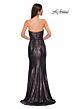 La Femme 32876 Mocha High Slit Metallic Dress