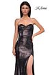 La Femme 32876 Mocha High Slit Metallic Dress