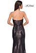 La Femme 32876 Mocha High Slit Metallic Dress