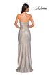 La Femme 32876 Mocha High Slit Metallic Dress
