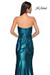 La Femme 32876 Mocha High Slit Metallic Dress