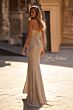 La Femme 32876 Mocha High Slit Metallic Dress