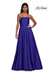 La Femme 33063 Royal Blue High Slit Strapless Dress