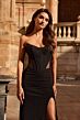La Femme 33199 Black Strapless Lace-Up Dress